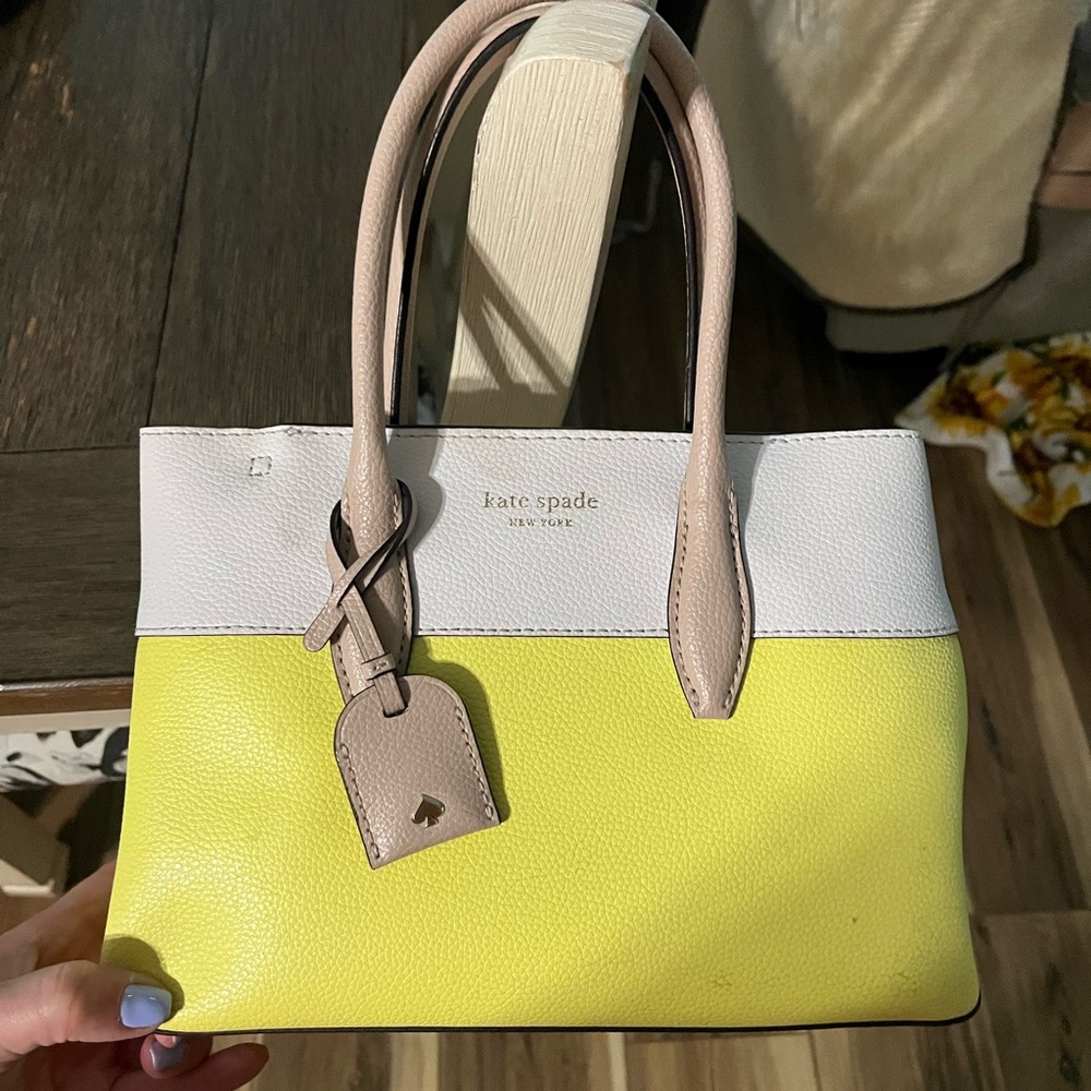 Kate Spade Yellow and White Color-Block Tote